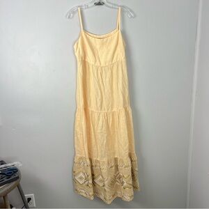 Haris Cotton 100% Linen Tiered Embroidered Maxi Dress